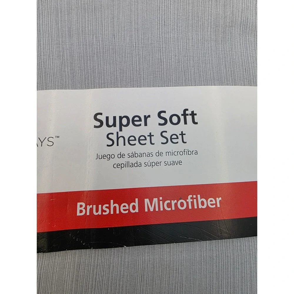 Mainstays Super Soft Brushed Microfiber Full Sheet Set Textured Grey 4pc New bb3